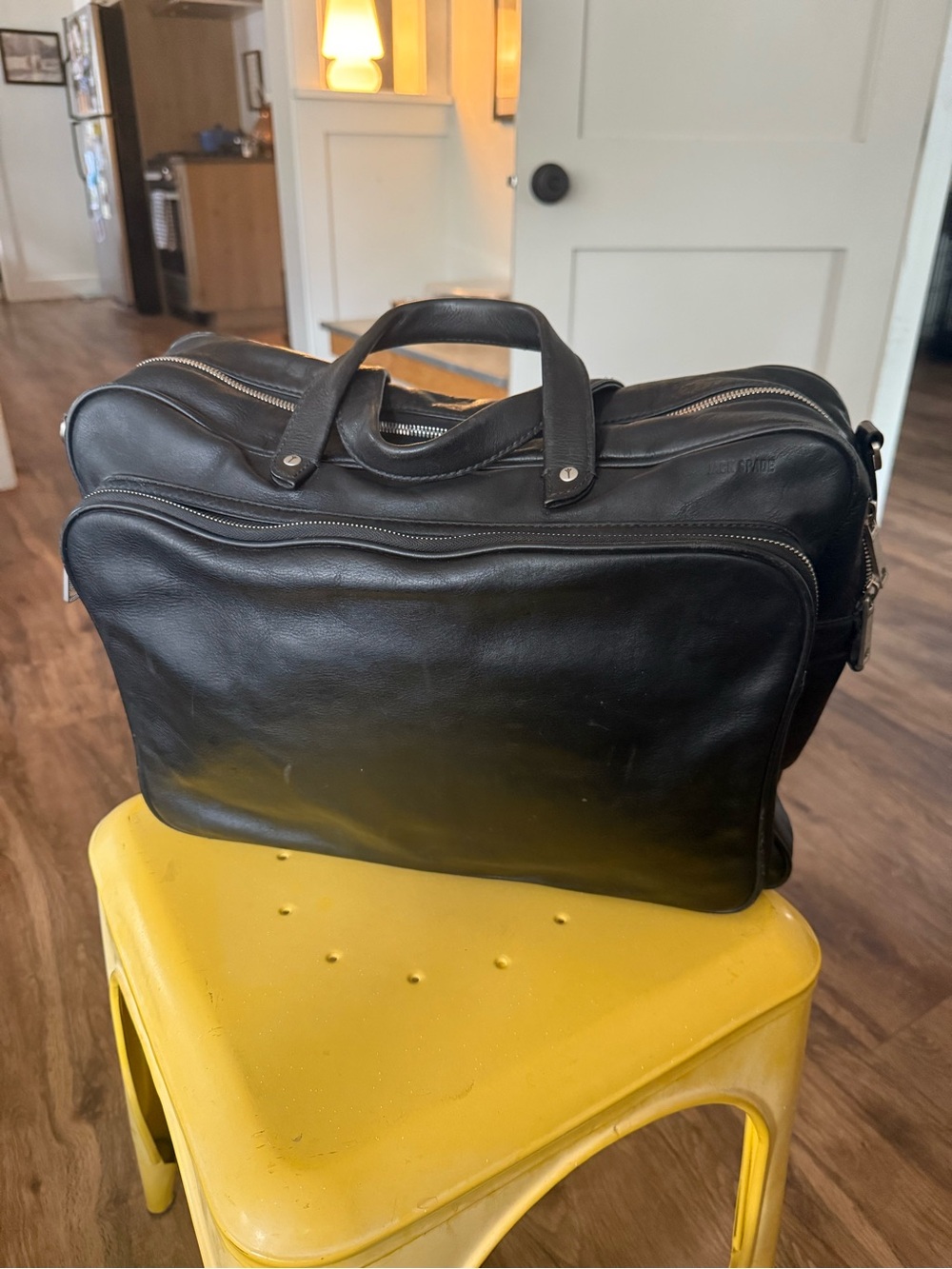JACK SPADE Black Leather Messenger Bag